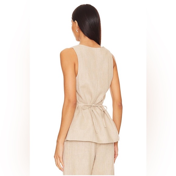 NWT Faithfull the Brand Maya Linen Vest Top Natural Beige Square Neck Sz S/4 - Picture 2 of 6